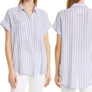 NWT Rails Cito Stripe Short Sleeve Linen Blend Shirt